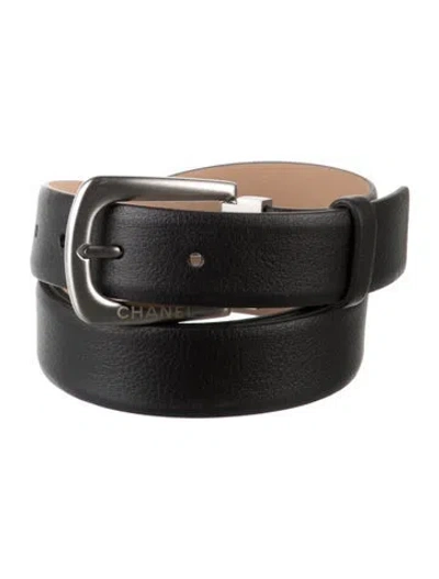 Pre-owned Chanel 2016 Interlocking Cc Logo Belt In Black
