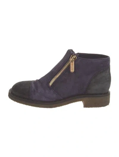 Pre-owned Chanel 2016 Interlocking Cc Logo Boots In Blue