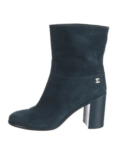 Pre-owned Chanel 2016 Interlocking Cc Logo Boots In Blue