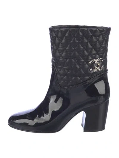Pre-owned Chanel 2016 Interlocking Cc Logo Boots In Blue