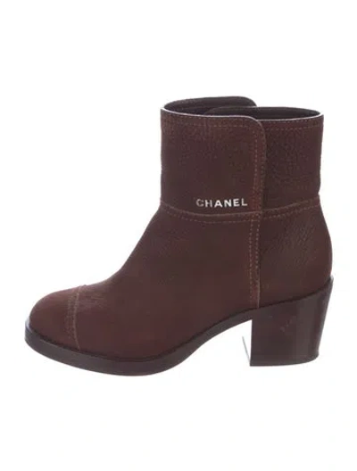 Pre-owned Chanel 2016 Interlocking Cc Logo Boots In Brown
