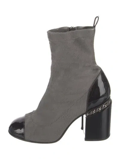 Pre-owned Chanel 2016 Interlocking Cc Logo Boots In Gray