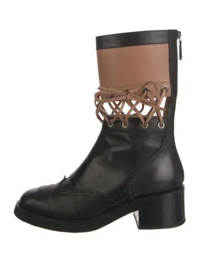 Pre-owned Chanel 2016 Interlocking Cc Logo Combat Boots