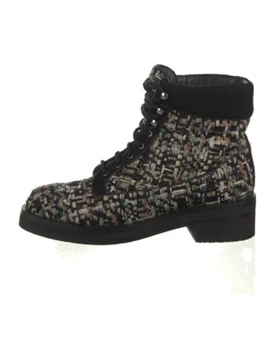 Pre-owned Chanel 2016 Interlocking Cc Logo Combat Boots In Black
