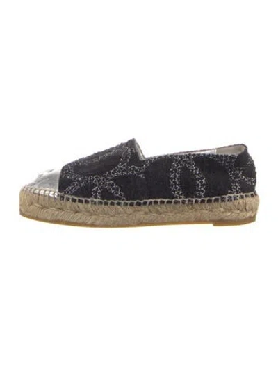 Pre-owned Chanel 2016 Interlocking Cc Logo Espadrilles In Black