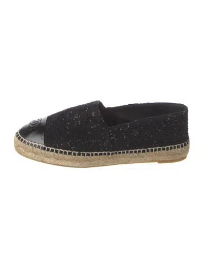 Pre-owned Chanel 2016 Interlocking Cc Logo Espadrilles In Black