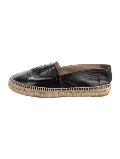 Pre-owned Chanel 2016 Interlocking Cc Logo Espadrilles In Black