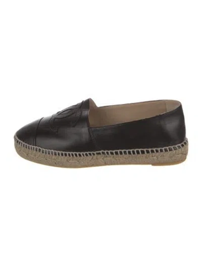 Pre-owned Chanel 2016 Interlocking Cc Logo Espadrilles In Black