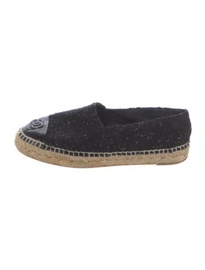 Pre-owned Chanel 2016 Interlocking Cc Logo Espadrilles In Black
