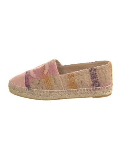 Pre-owned Chanel 2016 Interlocking Cc Logo Espadrilles In Neutrals