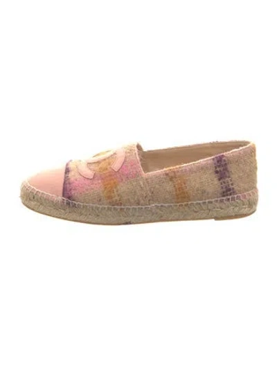 Pre-owned Chanel 2016 Interlocking Cc Logo Espadrilles In Neutrals/pink