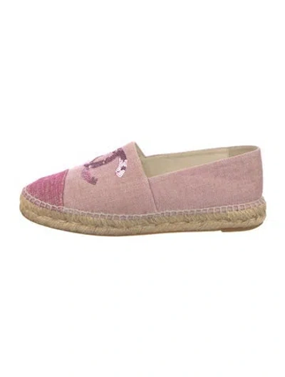 Pre-owned Chanel 2016 Interlocking Cc Logo Espadrilles In Pink