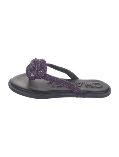 Pre-owned Chanel 2016 Interlocking Cc Logo Flip Flops In Purple