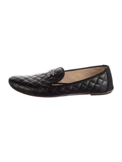 Pre-owned Chanel 2016 Interlocking Cc Logo Loafers In Black