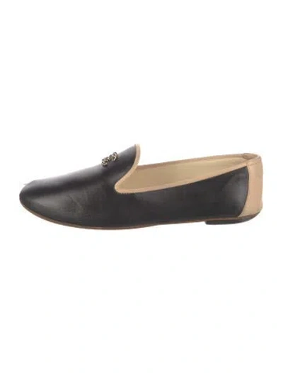 Pre-owned Chanel 2016 Interlocking Cc Logo Loafers In Black