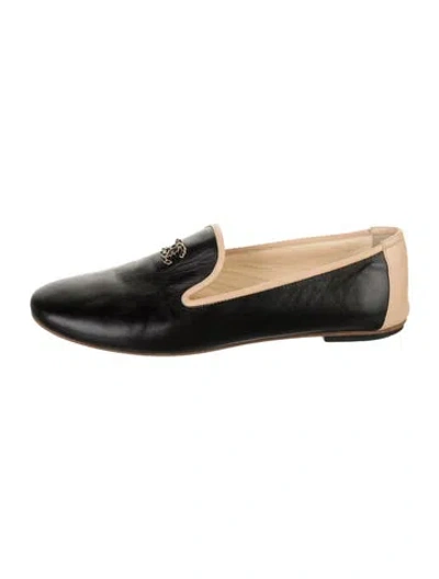 Pre-owned Chanel 2016 Interlocking Cc Logo Loafers In Black