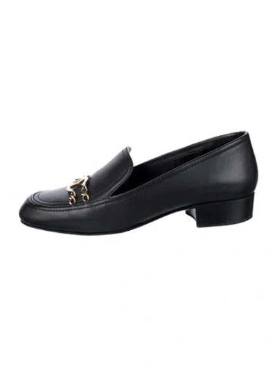 Pre-owned Chanel 2016 Interlocking Cc Logo Loafers In Black