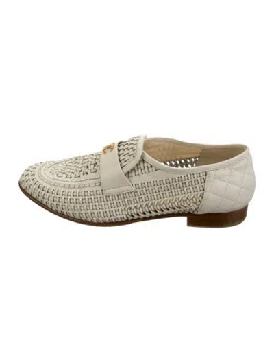 Pre-owned Chanel 2016 Interlocking Cc Logo Loafers In Neutrals