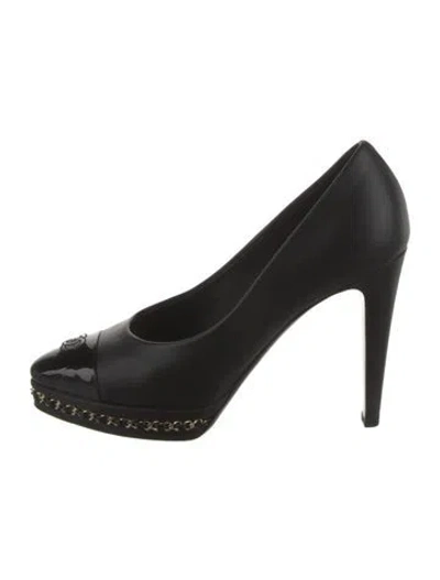 Pre-owned Chanel 2016 Interlocking Cc Logo Pumps In Black
