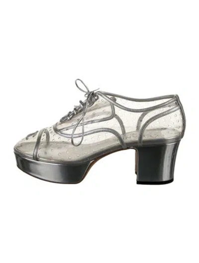 Pre-owned Chanel 2016 Interlocking Cc Logo Slingback Pumps In Silver