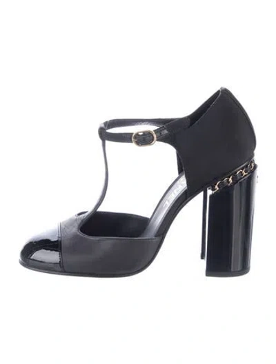 Pre-owned Chanel 2016 Interlocking Cc Logo T-strap Pumps In Blue