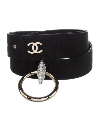Pre-owned Chanel 2016 Interlocking Cc Logo Waist Belt In Black