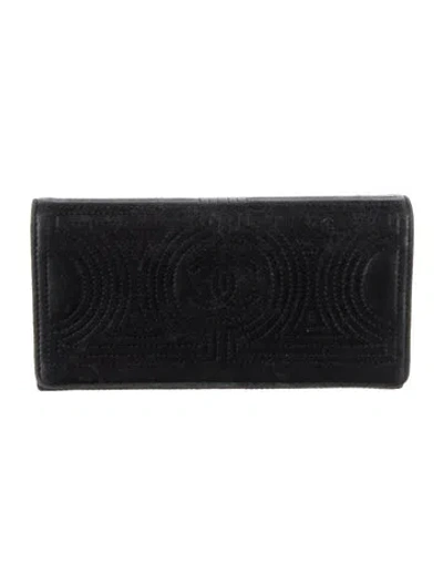 Pre-owned Chanel 2016 Korean Garden Continental Wallet In Black