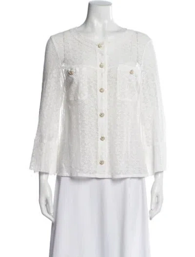 Pre-owned Chanel 2016 Lace Pattern Blouse In Neutral