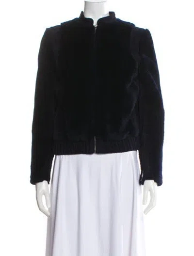Pre-owned Chanel 2016 Lamb Fur Fur Jacket In Blue