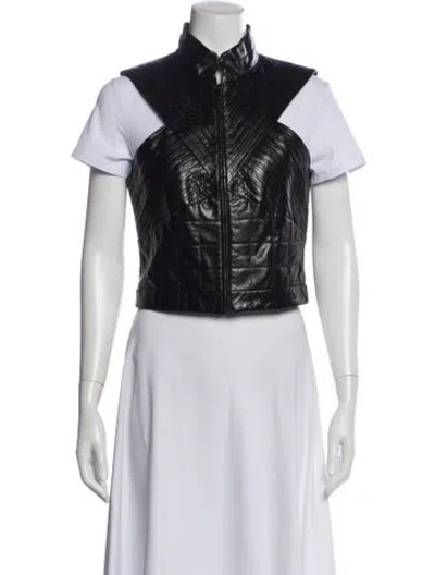 Pre-owned Chanel 2016 Lambskin Vest In Black