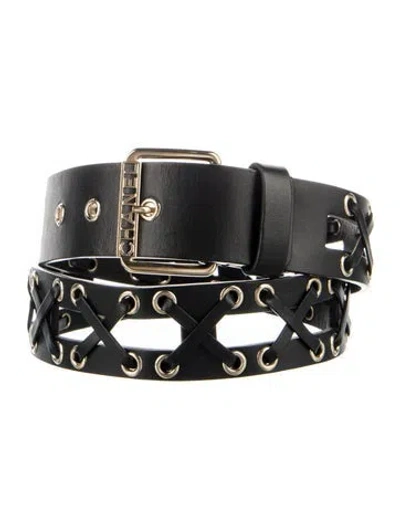Pre-owned Chanel 2016 Leather Waist Belt In Black