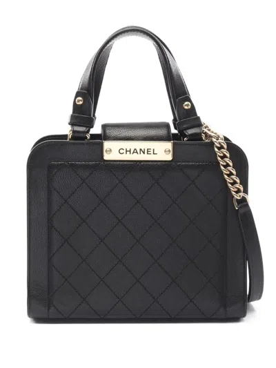 Pre-owned Chanel 2016 Matelasse Click Label Shoulder Bag In Black