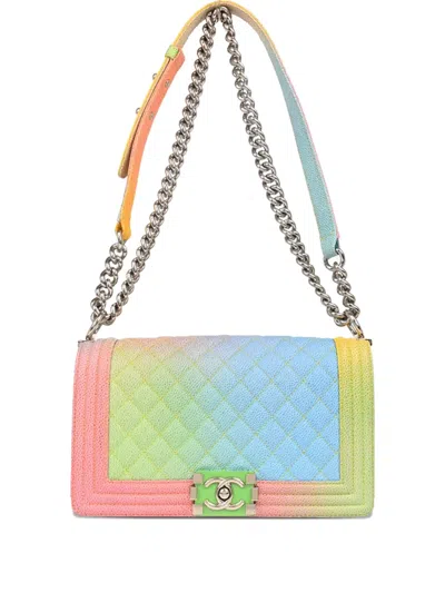 Pre-owned Chanel 2016 Medium Boy  Caviar-leather Shoulder Bag In Pink