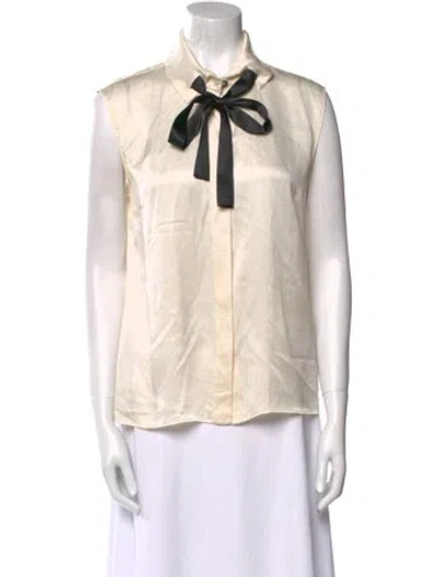 Pre-owned Chanel 2016 Métiers D'art Collection Paris-rome Button-up Top In Neutral