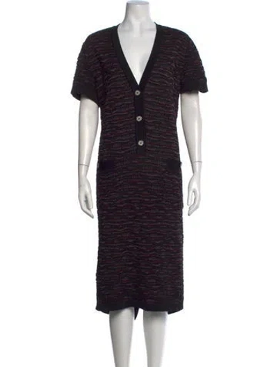 Pre-owned Chanel 2016 Midi Length Dress In Black