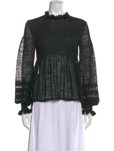 Pre-owned Chanel 2016 Mock Neck Blouse In Black