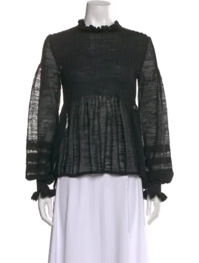 Pre-owned Chanel 2016 Mock Neck Blouse In Black
