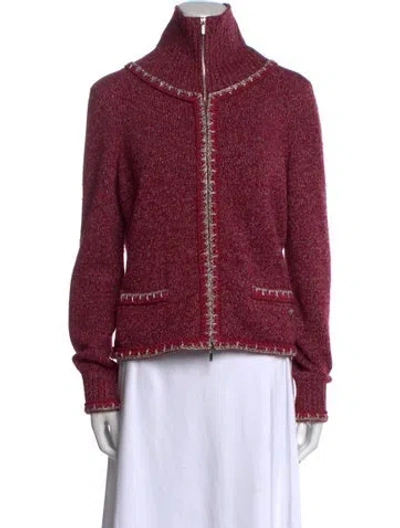 Pre-owned Chanel 2016 Mock Neck Sweater In Burgundy