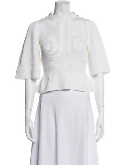 Pre-owned Chanel 2016 Mock Neck Sweater In White