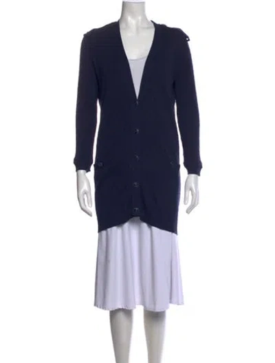 Pre-owned Chanel 2016 Open Front Sweater In Blue