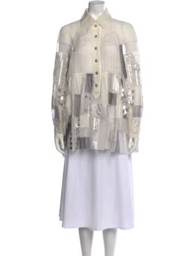 Pre-owned Chanel 2016 Paris-seoul Patchwork Button-up Top In Neutrals