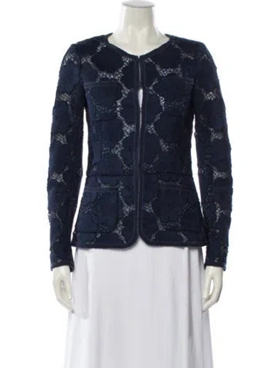 Pre-owned Chanel 2016 Patterned Evening Jacket In Blue