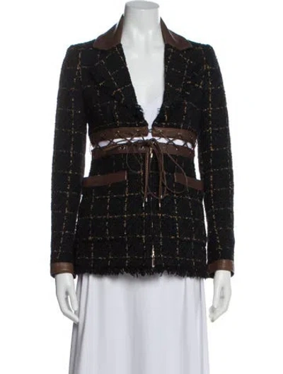 Pre-owned Chanel 2016 Plaid Print Blazer In Black