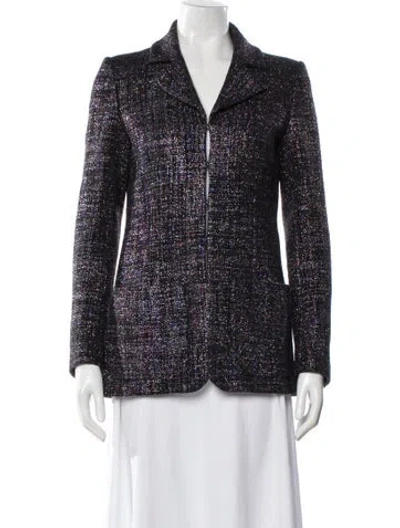 Pre-owned Chanel 2016 Printed Blazer In Black