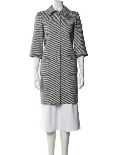 Pre-owned Chanel 2016 Printed Coat In White