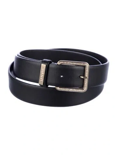 Pre-owned Chanel 2016 Quilted Pattern Belt In Black