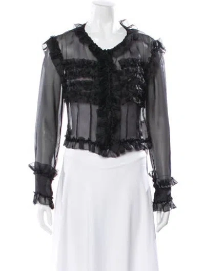 Pre-owned Chanel 2016 Silk Blouse In Black