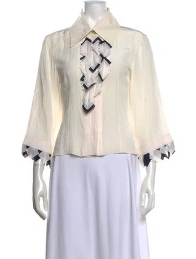 Pre-owned Chanel 2016 Silk Blouse In Neutrals