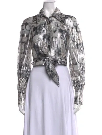 Pre-owned Chanel 2016 Silk Blouse In Silver
