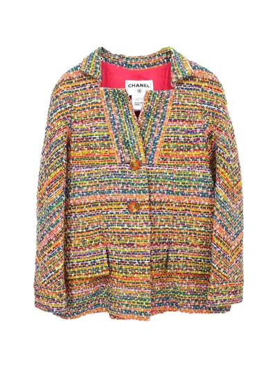 Pre-owned Chanel 2016 Single-breasted Tweed Jacket In Yellow